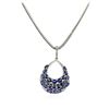 Image 4 : 14KT White Gold 15.07 ctw Sapphire & Diamond Pendant with Chain