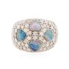 Image 3 : 14KT Two-Tone Gold Opal and Diamond Ring