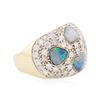 Image 4 : 14KT Two-Tone Gold Opal and Diamond Ring