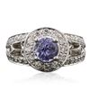 Image 3 : 14KT White Gold 1.44 ctw Tanzanite and Diamond Ring