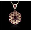 Image 4 : 14KT Yellow Gold 35.13 ctw Ruby and Diamond Pendant With Chain