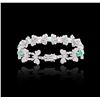 Image 4 : 18KT White Gold 3.20 ctw Emerald and Diamond Bracelet