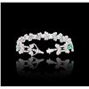 Image 8 : 18KT White Gold 3.20 ctw Emerald and Diamond Bracelet