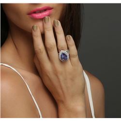 18KT White Gold 10.19 ctw Tanzanite and Diamond Ring