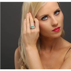 14KT Two-Tone Gold 5.97 ctw Emerald and Diamond Ring