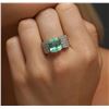 Image 2 : 14KT Two-Tone Gold 5.97 ctw Emerald and Diamond Ring