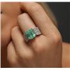 Image 5 : 14KT Two-Tone Gold 5.97 ctw Emerald and Diamond Ring