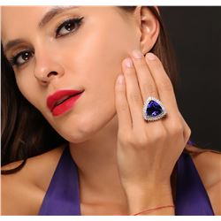 14KT Yellow Gold 21.69 ctw GIA Cert Tanzanite and Diamond Ring