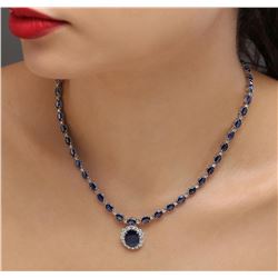14KT White Gold 28.02 ctw Sapphire and Diamond Necklace