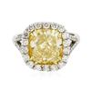 Image 3 : Platinum EGL USA Certified 5.80 ctw Fancy Yellow Diamond Ring