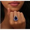 Image 5 : 14KT White Gold GIA Certified 20.06 ctw Tanzanite and Diamond Ring