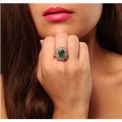 14KT Rose Gold 2.49 ctw Emerald and Diamond Ring