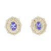 Image 1 : 14KT Yellow Gold 1.88 ctw Tanzanite and Diamond Stud Earrings