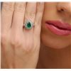 Image 2 : 18KT White Gold 0.98 ctw Emerald and Diamond Ring