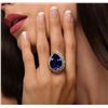 Image 2 : 14KT Yellow Gold 18.13 ctw GIA Cert Tanzanite and Diamond Ring