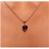Image 2 : 14KT Yellow Gold 2.19 ctw Garnet and Diamond Pendant With Chain