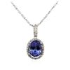 Image 4 : 18KT White Gold 3.50 ctw Tanzanite and Diamond Pendant With Chain