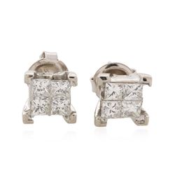 14KT White Gold 1.33 ctw Diamond Earrings