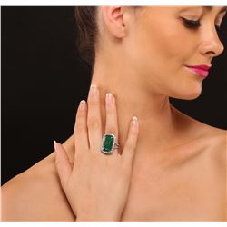 14KT White Gold 10.31 ctw Emerald and Diamond Ring