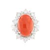 Image 3 : 14KT White Gold 5.19 ctw Coral and Diamond Ring