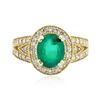 Image 3 : 14KT Yellow Gold 2.05 ctw Emerald and Diamond Ring