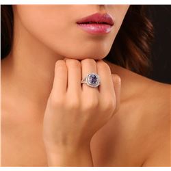 14KT White Gold 2.61 ctw Tanzanite and Diamond Ring