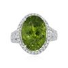 Image 3 : 18KT White Gold 8.53 ctw Peridot and Diamond Ring