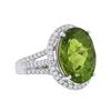 Image 4 : 18KT White Gold 8.53 ctw Peridot and Diamond Ring