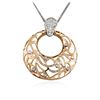 Image 3 : 14KT Rose and White Gold 0.88 ctw Diamond Pendant With Chain