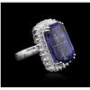 Image 4 : 14KT White Gold GIA Certified 22.54 ctw Tanzanite and Diamond Ring