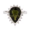 Image 3 : 14KT White Gold 3.23 ctw Green Tourmaline and Diamond Ring