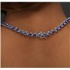 Image 6 : 14KT White Gold 24.00 ctw Tanzanite and Diamond Necklace