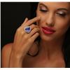 Image 2 : 18KT White Gold GIA Certified 15.23 ctw Tanzanite and Diamond Ring