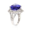 Image 6 : 18KT White Gold GIA Certified 15.23 ctw Tanzanite and Diamond Ring