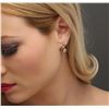 Image 2 : 10KT Yellow Gold 1.00 ctw Aquamarine and Diamond Earrings
