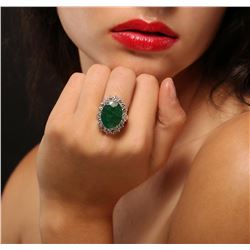 14KT Yellow Gold 10.80 ctw Emerald and Diamond Ring