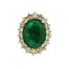 Image 3 : 14KT Yellow Gold 10.80 ctw Emerald and Diamond Ring