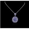 Image 3 : 14KT White Gold 28.87 ctw Tanzanite and Diamond Pendant With Chain