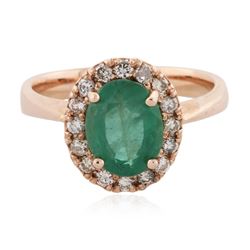 14KT Rose Gold 1.74 ctw Emerald and Diamond Ring