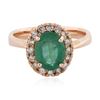 Image 1 : 14KT Rose Gold 1.74 ctw Emerald and Diamond Ring