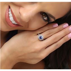 14KT White Gold 1.22 ctw Tanzanite and Diamond Ring