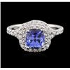 Image 3 : 14KT White Gold 1.22 ctw Tanzanite and Diamond Ring