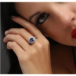 14KT White Gold 1.25 ctw Tanzanite and Diamond Ring