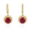 Image 3 : 14KT Yellow Gold 12.13 ctw Ruby and Diamond Earrings