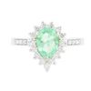 Image 3 : 14KT White Gold 0.88 ctw Emerald and Diamond Ring