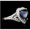 Image 4 : 14KT White Gold 4.22 ctw Blue Spinel and Diamond Ring