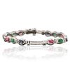 Image 3 : 14KT White Gold 1.72 ctw Multi Gemstone Bracelet