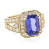 Image 4 : 14KT Yellow Gold 3.68 ctw Tanzanite and Diamond Ring