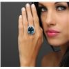 Image 2 : 14KT White Gold 22.83 ctw Topaz and Diamond Ring
