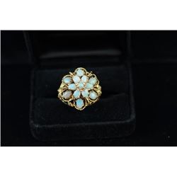 14kt Gold Filigree cocktail ring w opals